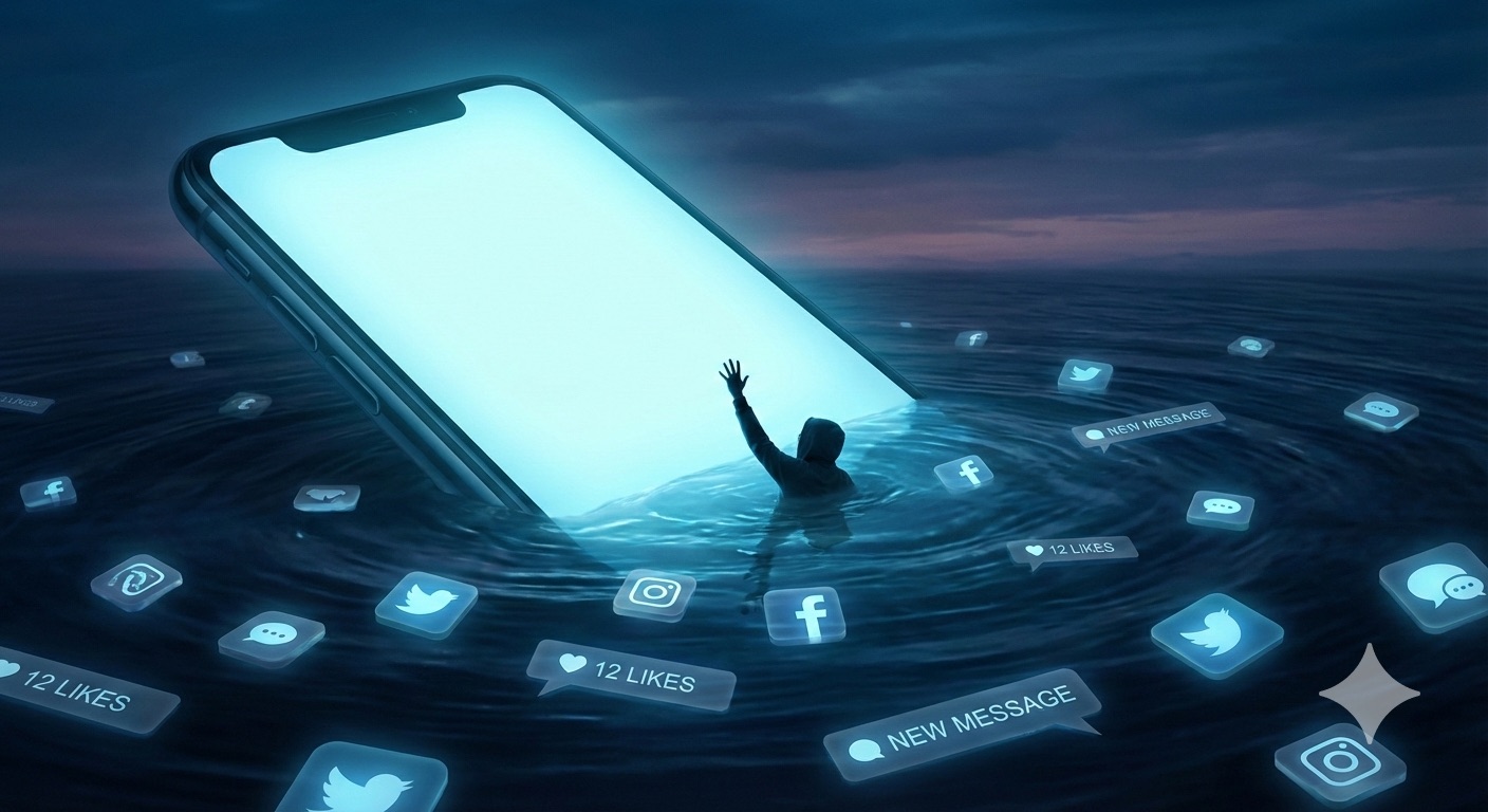 Person endlessly scrolling on smartphone - attention trap